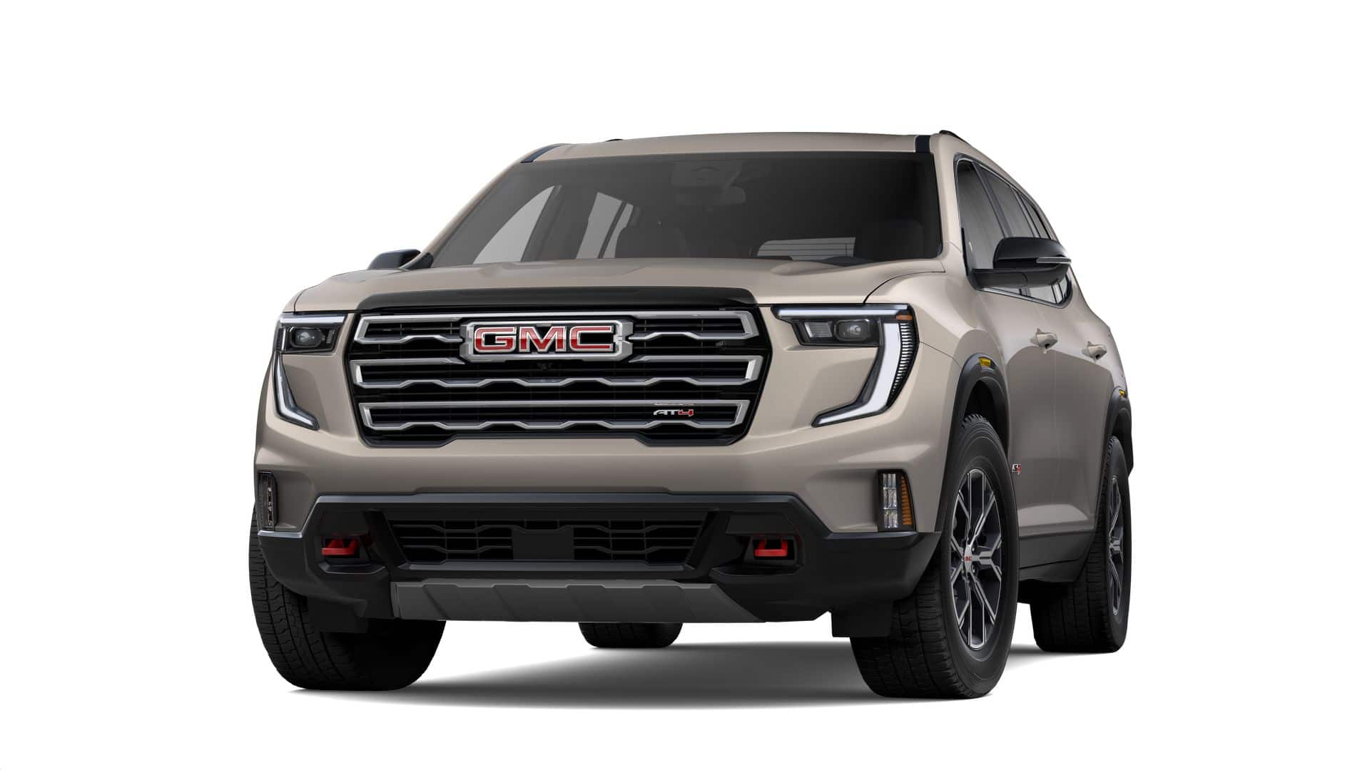2026 GMC Acadia AT4 in Riverstone Metallic — front three-quarter view